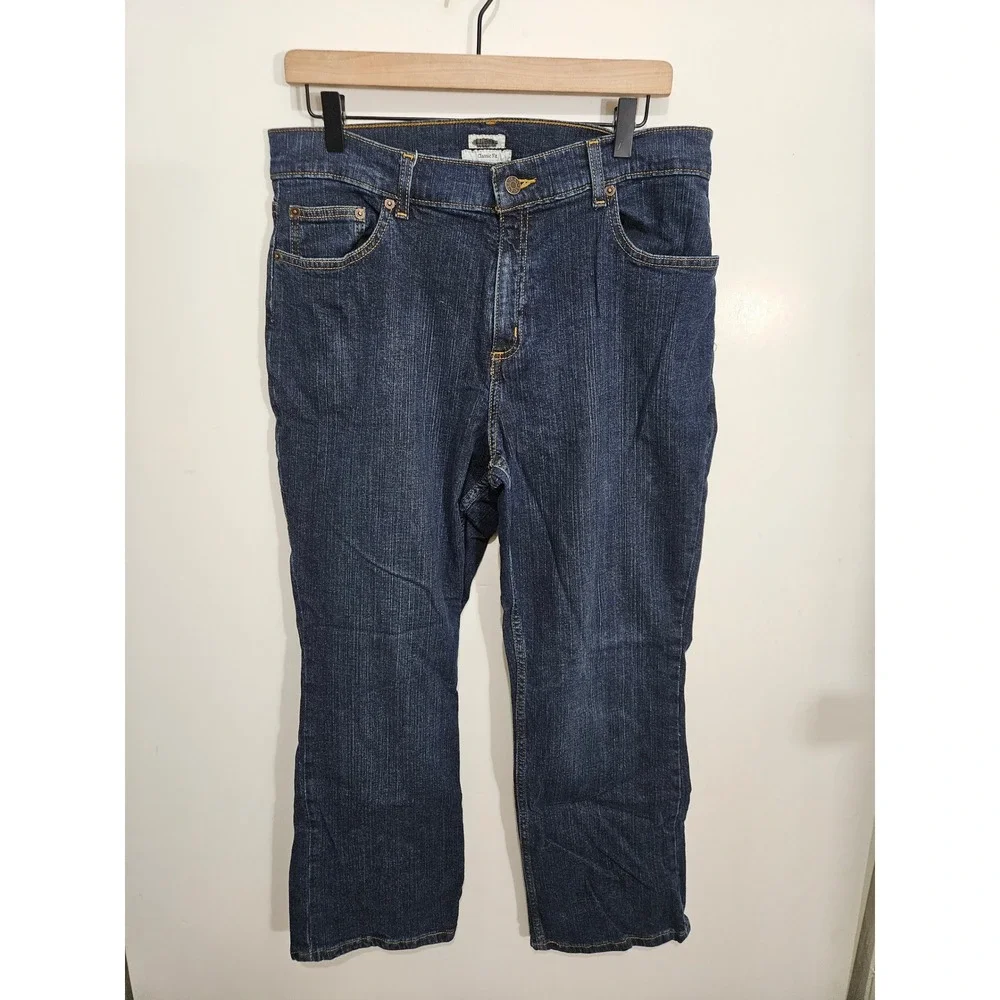 LL Bean‎ Classic Fit Jeans Womens 16 Pet Dark Wash Straight Leg Denim 270955